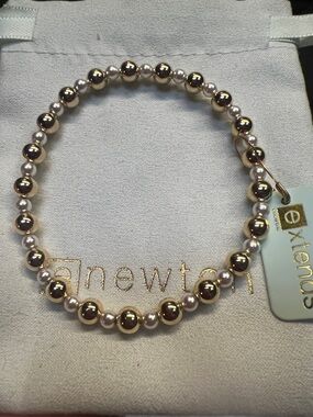Enewton Extends Gold/Pearl Grateful 6mm Beaded Bracelet-NWT-7.25”